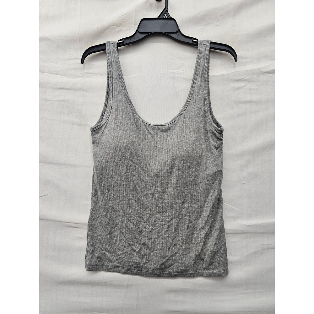 A New Day Womens Ribbed Shelf Bra Tank Top Gray Rayon Blend Casual Size Large